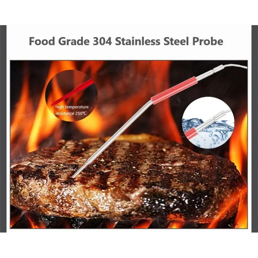 Color Screen Wireless Barbecue Thermometer Four-pin Digital Display Barbecue Food Thermometer Kitchen Oven BBQ Tools