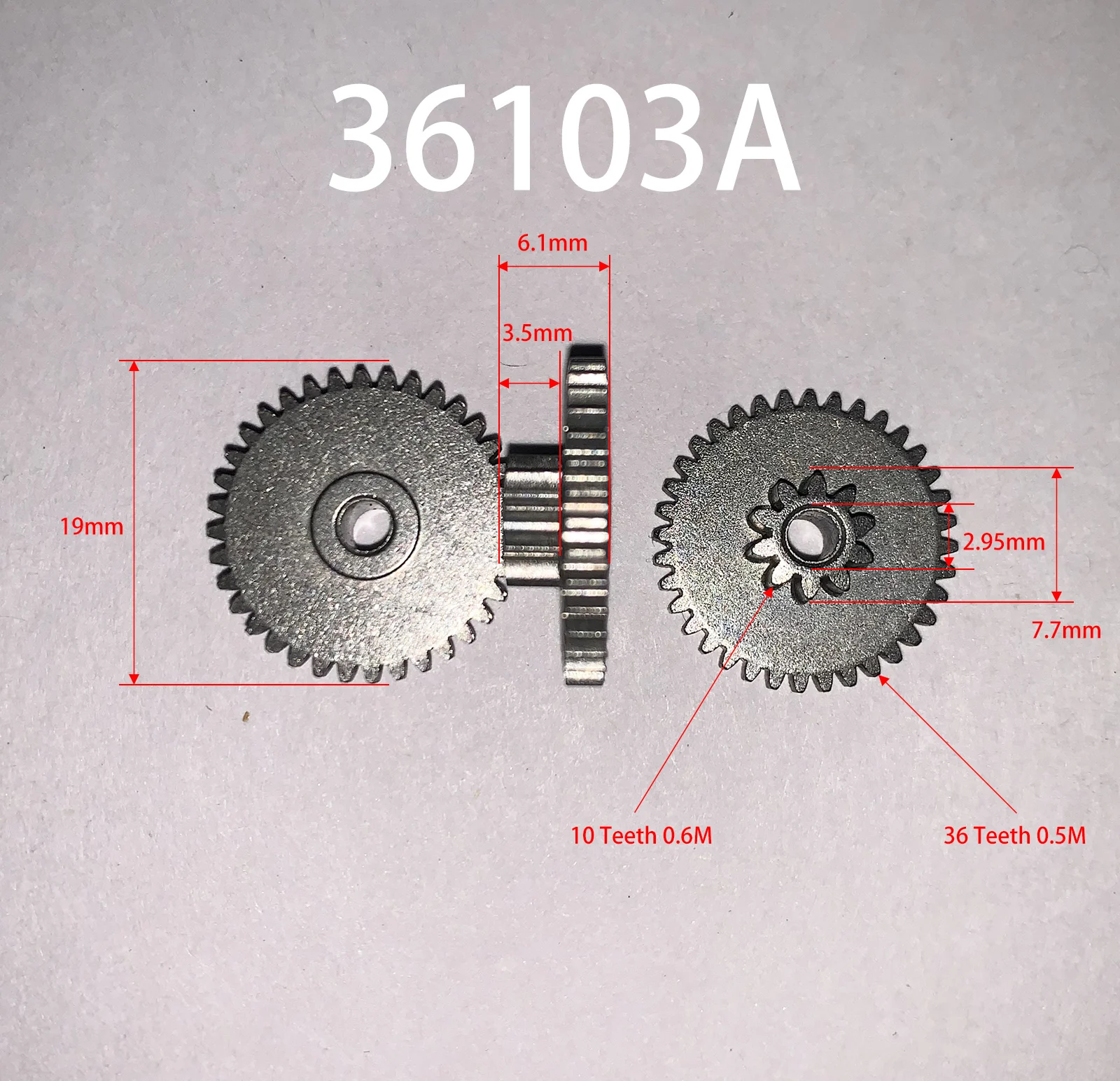 Motor Gear Transmission Gear 19mm Metal Duplicate 10 Tooth 0.6M 36 Teeth 0.5 Modulus Inner Hole 2mm Reduction