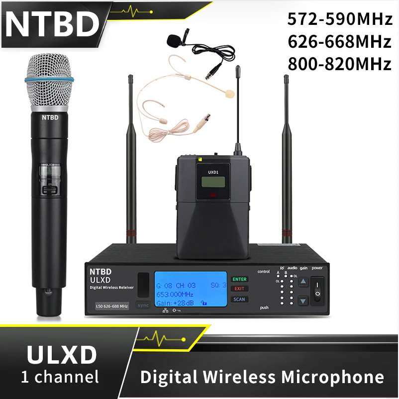 NTBD ULXD Full Set BETA87A headset lavalier Professional Wireless Microphone System Stage Performance Digital Microphone