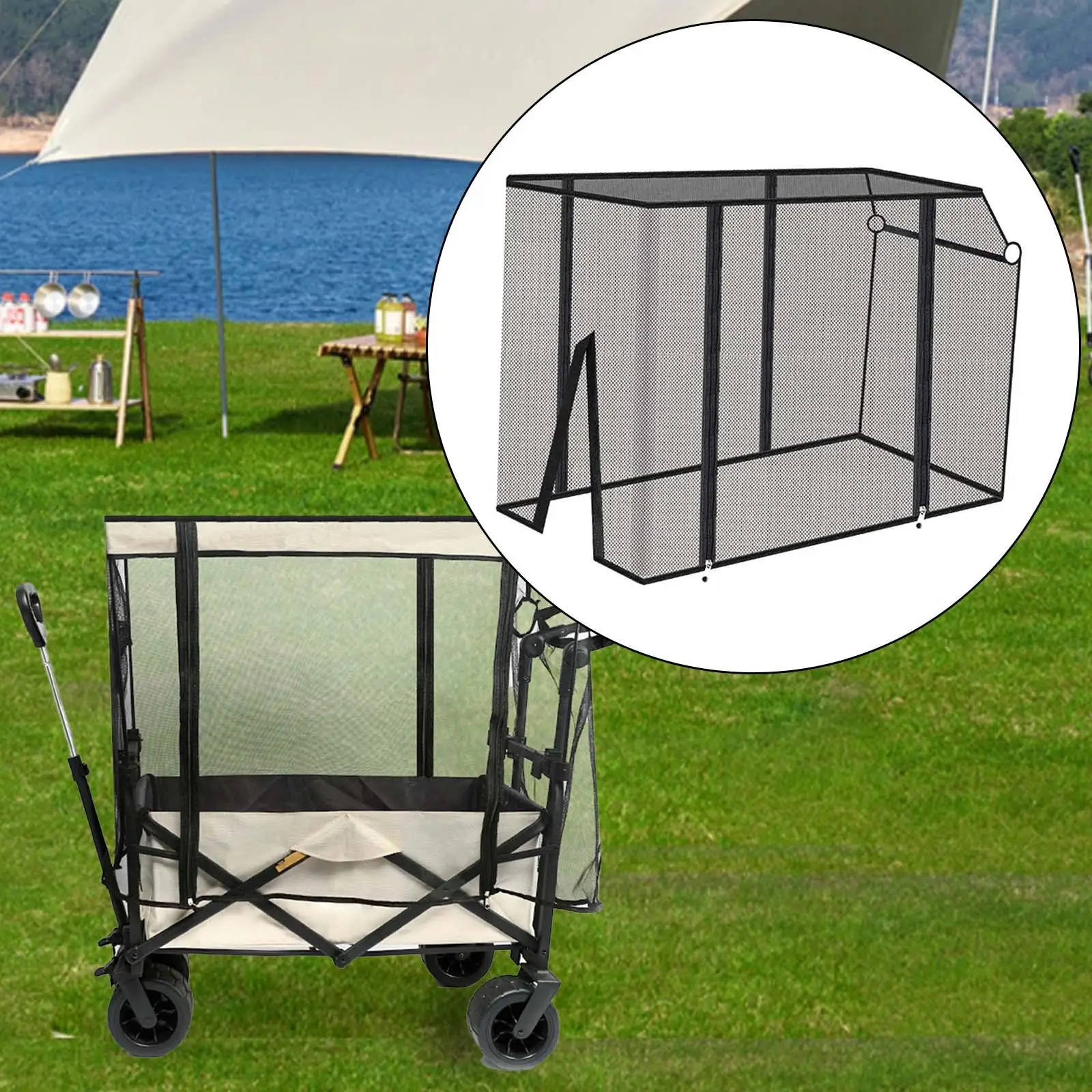 Wagon Mosquito Net Zipper Closure Mosquito Mesh Wagon Accessories for Outdoor Utility Folding Outdoor Camping Accessories
