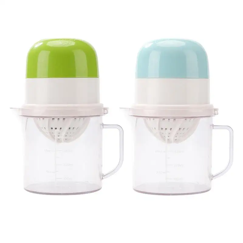 

Orange Lemon Juicer Manual Lid Rotation Presser Juicer Gadget Mini Citrus Squeezer With Measuring Cup Container strainer