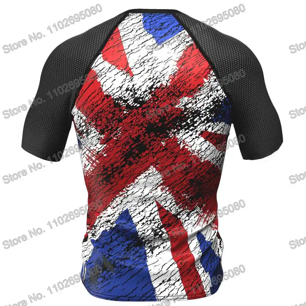 United Kingdom Surf Clothing BJJ MMA Men Rash Guard Short Sleeve Diving T-Shirt Tight Swimwear Summer Beach Floatsuit Women GYM