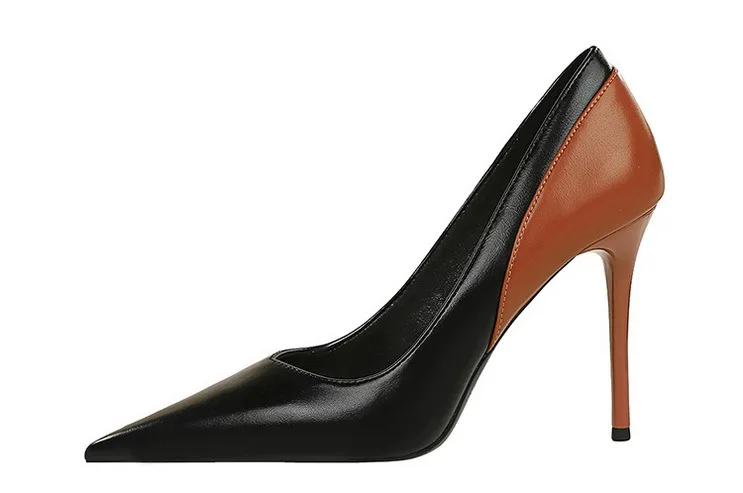 Shoes Color Blocking Women Pumps Pointed Tip High Heels Sexy Party Shoes Stilettos Heels Women Shoes Large Size 42 43