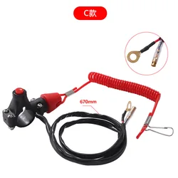 Universal Handlebar Double Kill Stop Switch with Emergency Tether Pull for Mini Moto and Quad Bikes (C)