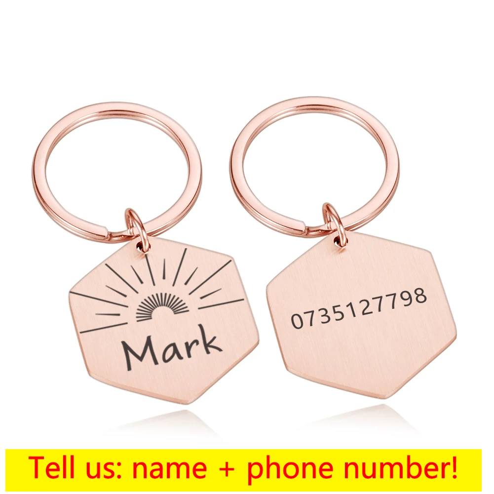 Personalized Pet Tags For Dogs Engraved Dog Id Tag For Cats Custom Personalise Puppy Kitten Identification Badge Collar Pendant♥Personalized Pet ID Tags Customized Cat Collars With Name And Number Tag For Dogs Engraved Pendant Keyring Chain Pet Accessories 