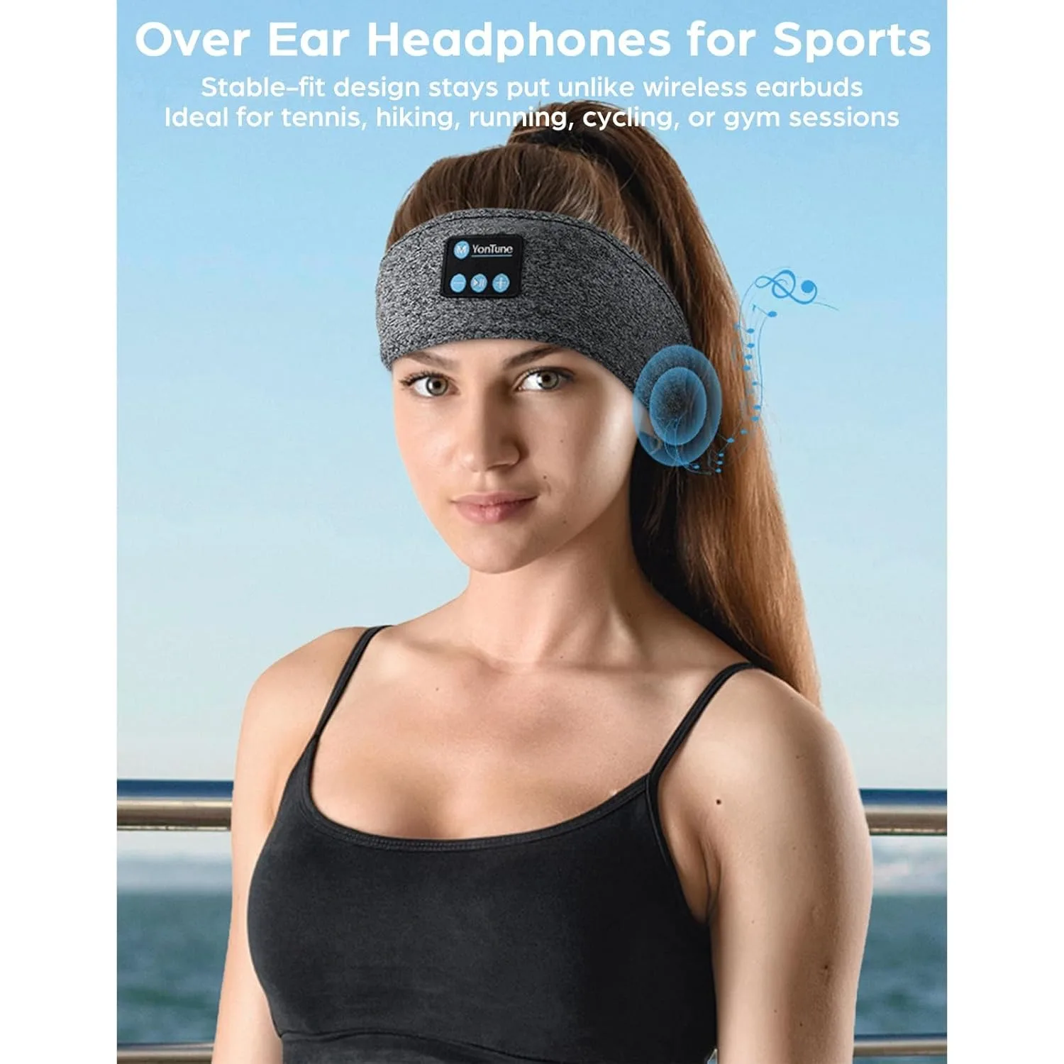 Wireless Bluetooth Sports Headband White Noise Stereo Bluetooth Headphones Washable Music Eyemask Adjustable Handsfree Call Gift