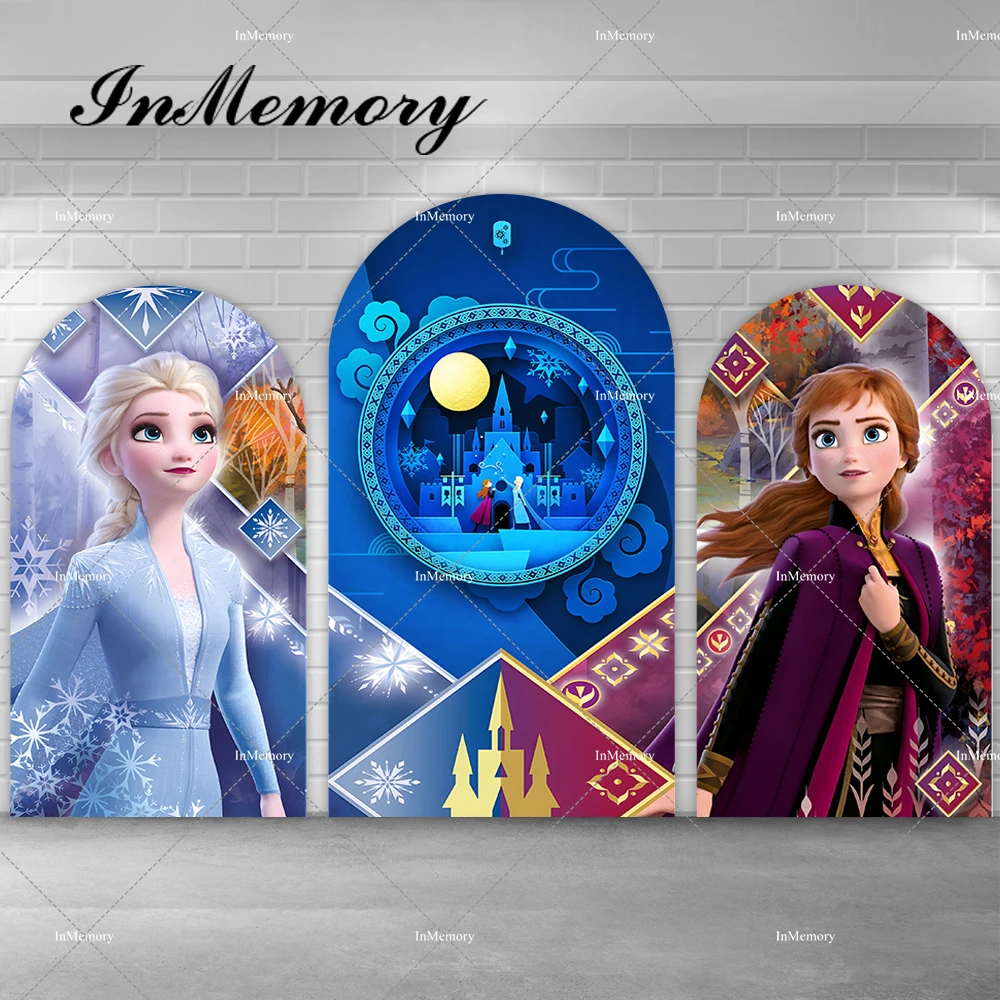 

Frozen Theme Catle Elsa Anna Arch Backdrop Cover Chiara Wall Banner Girls Winter Birthday Party Background For Photography