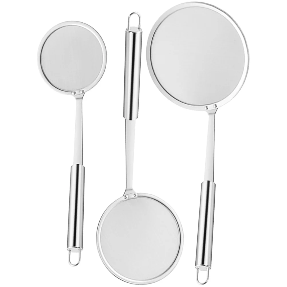 

Flour Strainer Stainless Steel Fine Mesh Fry Oil Filter Oil Skimmer Colander Sieve Baking Straining Powdering