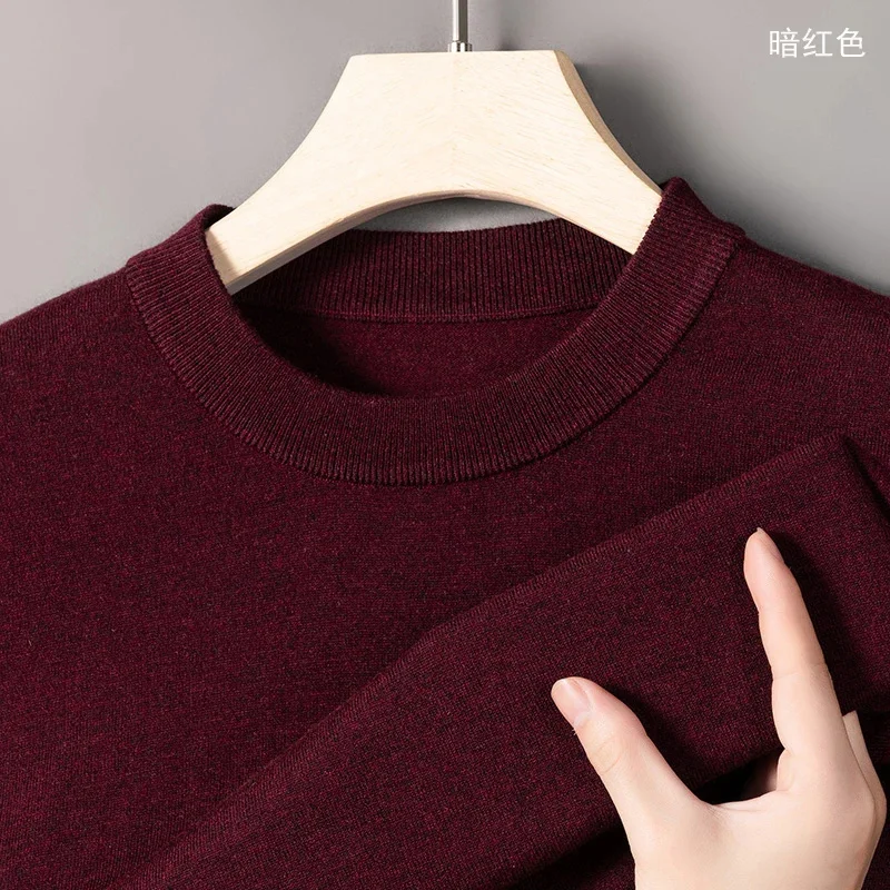 thumbnail image 1 of Suéter de cuello alto medio de lana 4,7 % para hombre, primavera y otoño 2024, jersey de color puro a juego, camisa informal de punto, 1 of 5