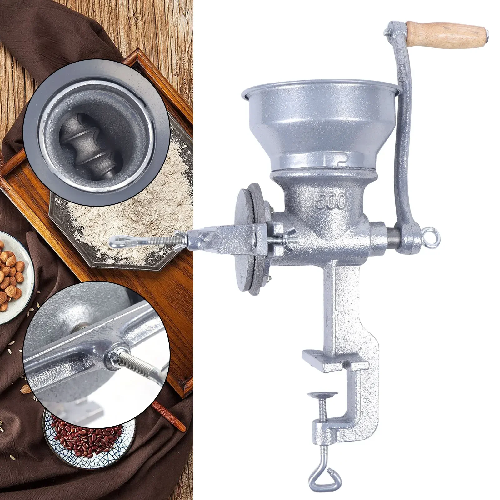 Manuelle Kaffeemühle Gewürz-Salz-Pfeffer-Mühle Küchen-Gewürzmühle für Getreide Nüsse Bohnen – Detail 8