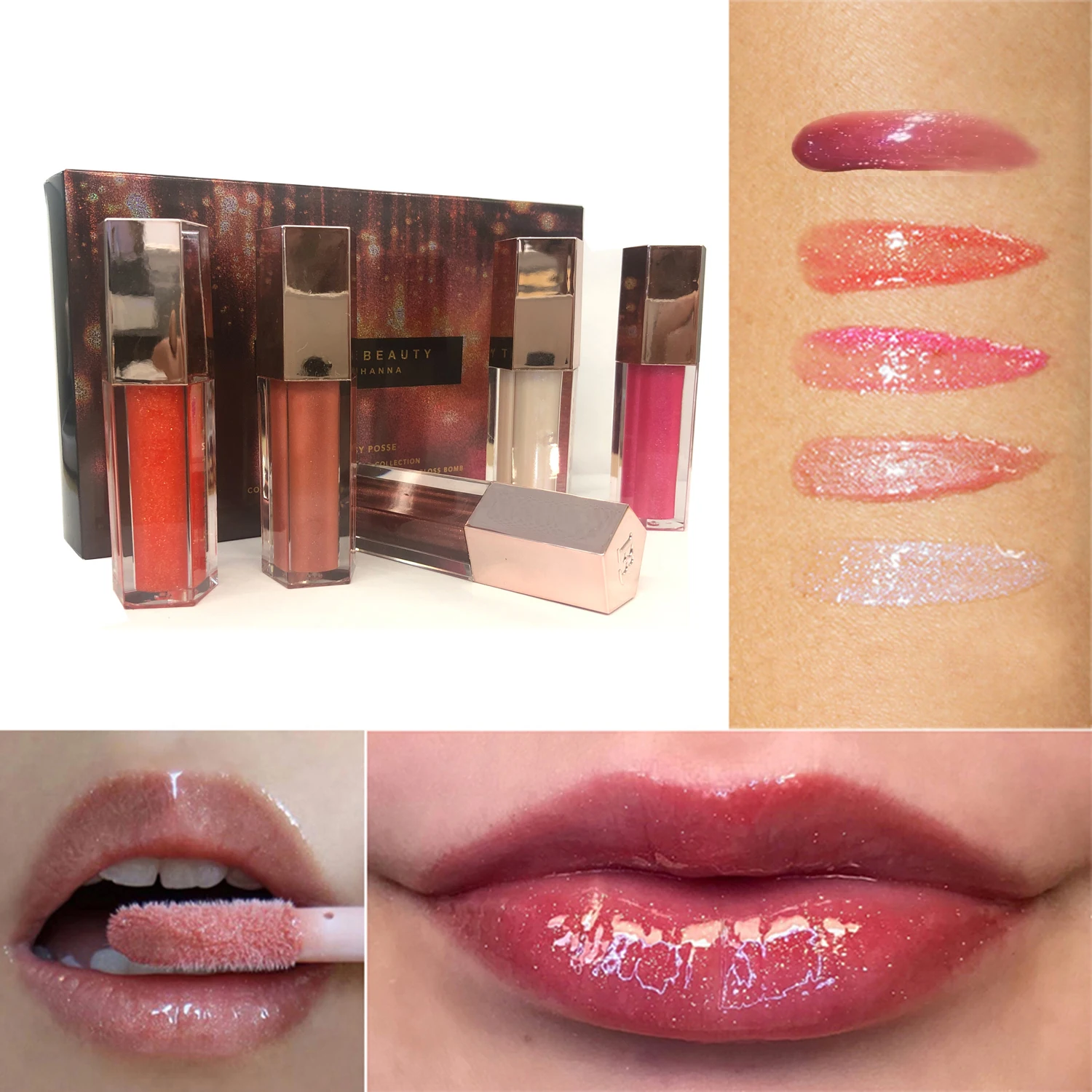 

Christmas Gift Makeup High-shine Lip gloss Moisturizing Lip Plumper Glossy Posse Mini Gloss Bomb Collection Limited Edition