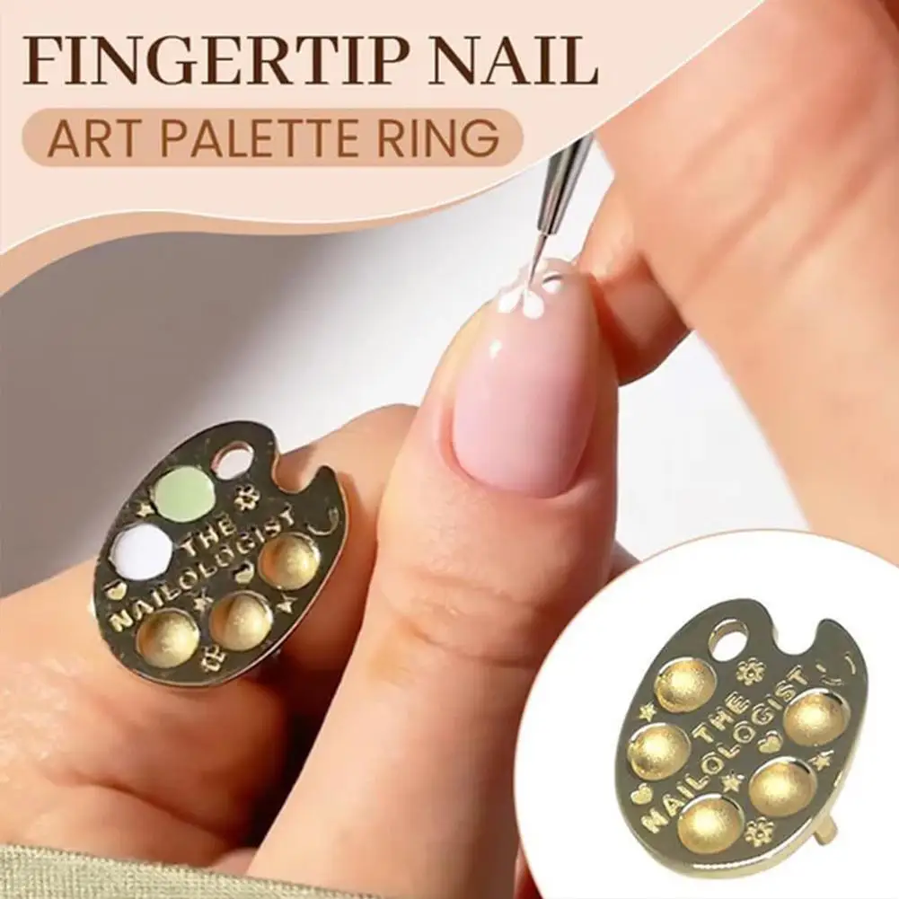 Fingertip Manicure Palette Ring Fingertip Nail Art Palette RingWearable Resin Nail Polish For Art