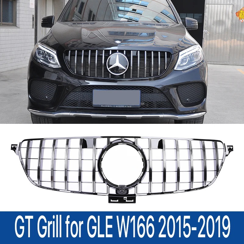 

For Mercedes Benz GLE Class W166 Front Bumper Diamond Grill Panamericana GT Grille Silver Black 2015 2016 2017 Car Accessories