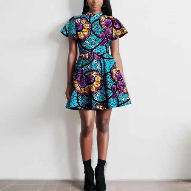 Amina Flare Sleeve Print Dress - Image 3