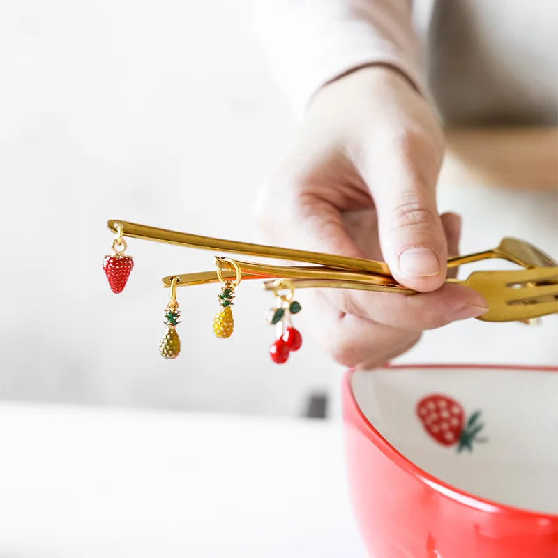 Stainless Steel Cartoon Ornament Fruit Series Spoon Fork Dessert Fork Coffee Spoon dinnerware set spoons set forks