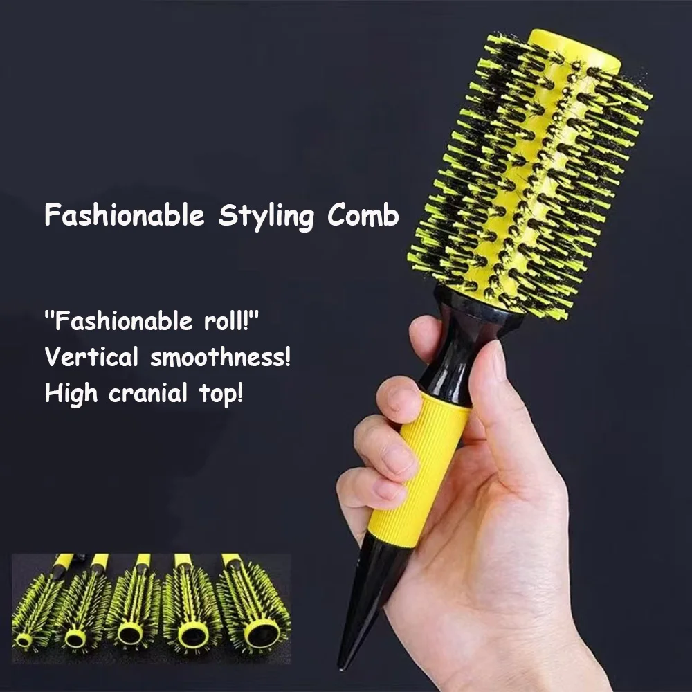 Friseurkamm, Lockenbürste, Wildschweinborstenbürste, Rollbürste, Salon-Stylingkamm, Glättbürste_voghion.com