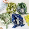 55*55cm Cotton Linen HairScarf Bandana Floral Print Neckerchief Square Handkerchief Turban Neck Scarf Hair Accessories For Women 2