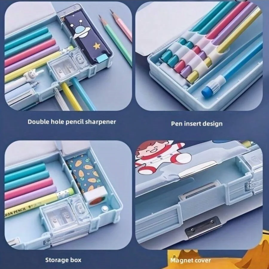 Cute Cartoon-Style Large Capacity Pencil Box