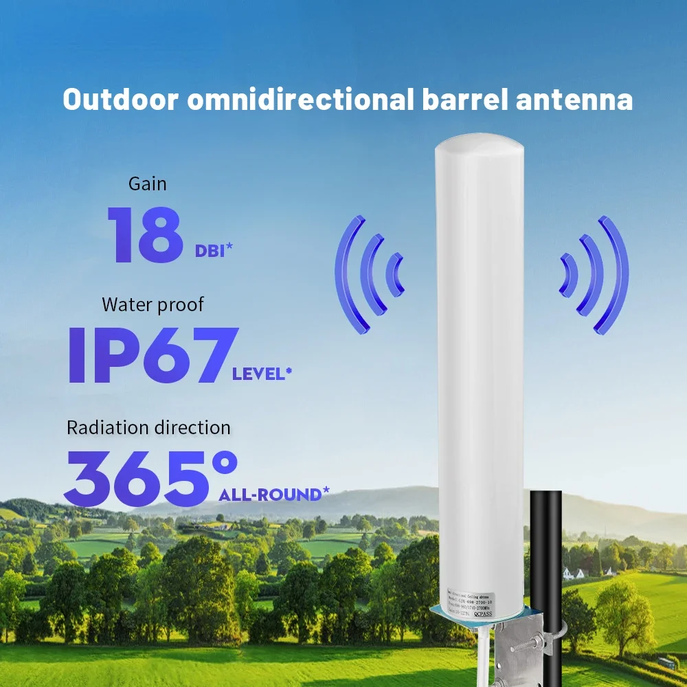 4G LTE 5G Outdoor Mimo Cylinder Antenna 700-3800MHz Waterproof Omni Antennae for GSM 4G Cell Phone Signal Booster 5G Router