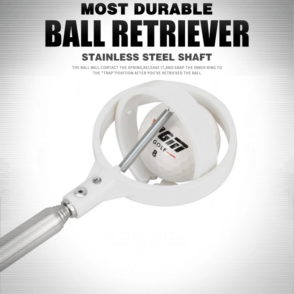 8 Sections Extandable Golf Ball Retriever Picker Stainless Steel Catcher Easy Storage with Automatic Locking Scoop