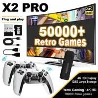 La console de jeux vidéo X2 Pro comprend plus de 50 000 jeux vidéo rétro intégrés et plus de 40 émulateurs, compatible avec PS1/N64/DC. 1