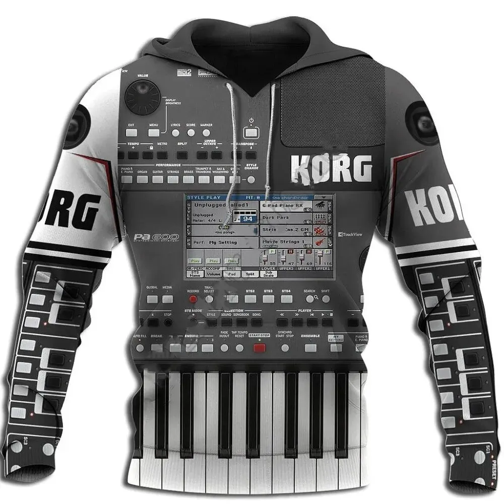 thumbnail image 1 of Nueva sudadera con capucha con estampado 3D de música y patrón de piano, nueva moda de primavera y otoño para hombre, jersey con patrón de nota musical, top de gran tamaño, 1 of 4