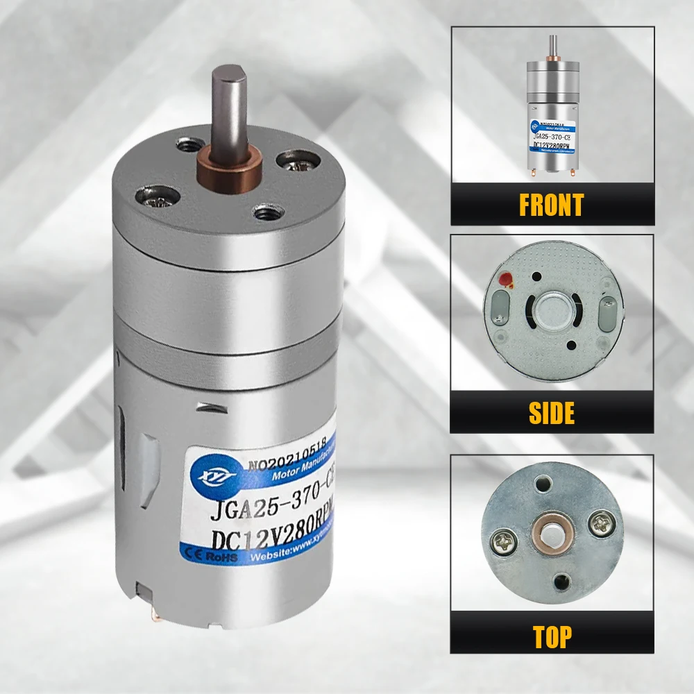 Motoriduttore DC 12V 500 RPM 25GA-370 Con Ingranaggi Metallici – Motore A Spazzola Potente E Silenzioso Per Serrature Elettroniche, Robot E Tende - 2