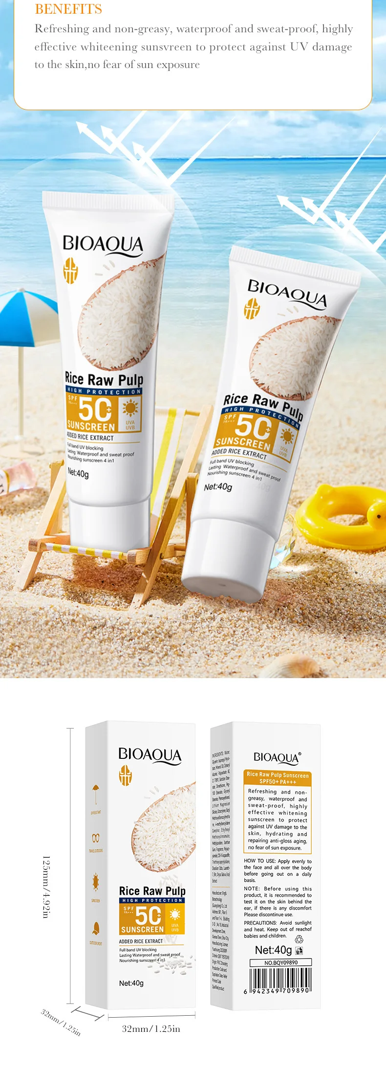 Facial Sunscreen Cream SPF 50+ Body Protector Solar Lotion Long-Lasting UV Protection Sun Sunburn