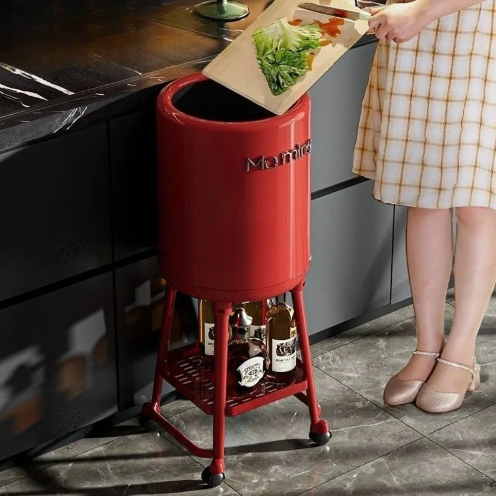 욕실 쓰레기통 20리터 360 °   유니버설 휠 쓰레기통 주방용 15L 쓰레기통 음식물 쓰레기 가정용 청소 도구