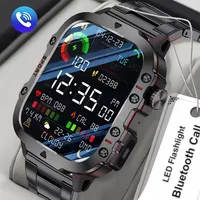 Nouvelle montre intelligente militaire 2026 pour hommes, IP67 3ATM, tracker de forme physique pour sports de plein air, moniteur de pression artérielle, appels BT, montre intelligente GPS 1