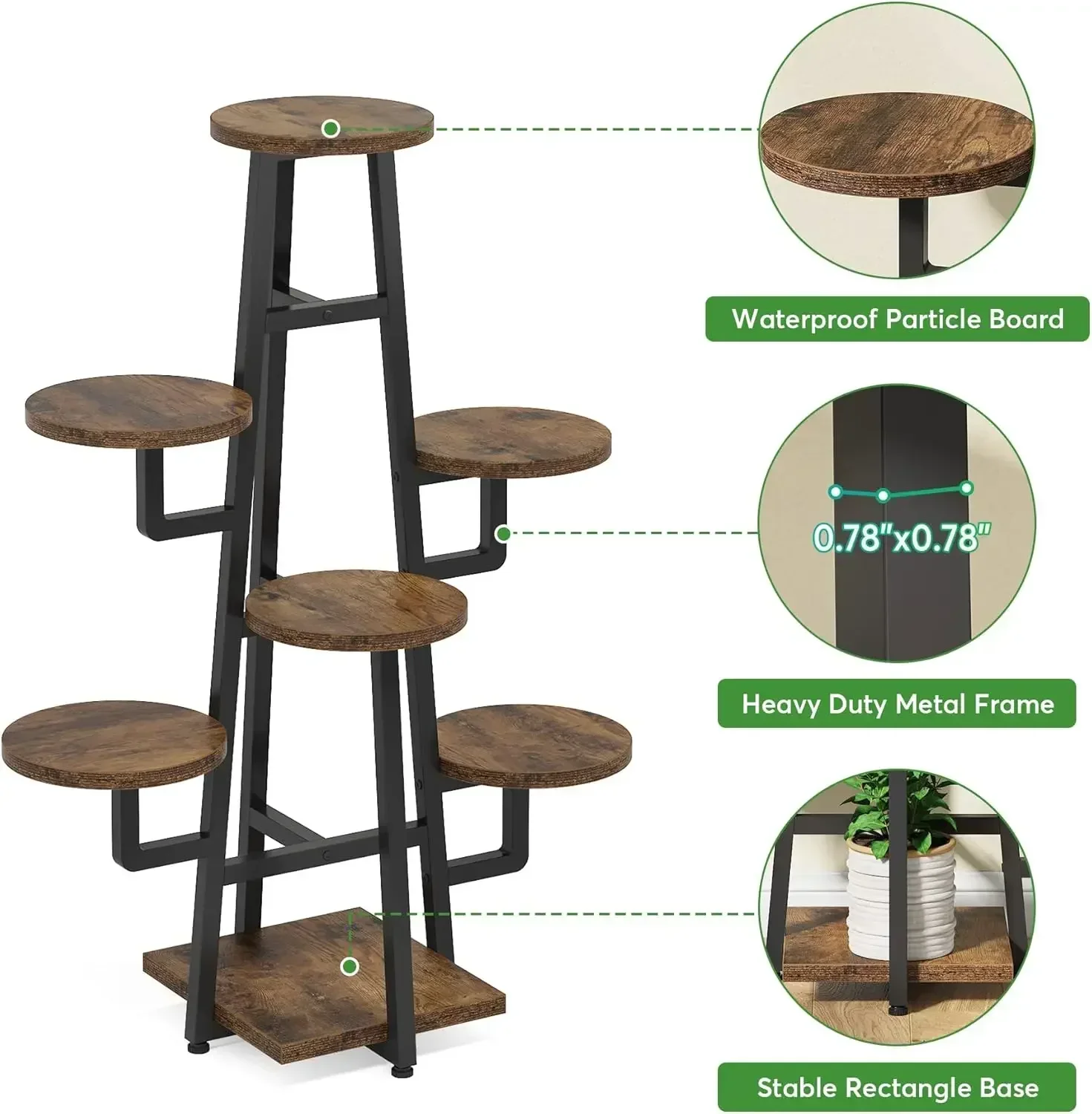 [XMSJ-Limited Stock, Buy Now!]7 Tier Plant Stand Indoor for Multiple Plants, Wooden Corner Plant Pots Holder Rack Flower Stand T