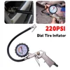 Tire Pressure 0-220PSI Long Tube Gauge Dial Meter High-Precision Tyre Air Compressor Tester Tool for Car Motorcycle Monitoring 5