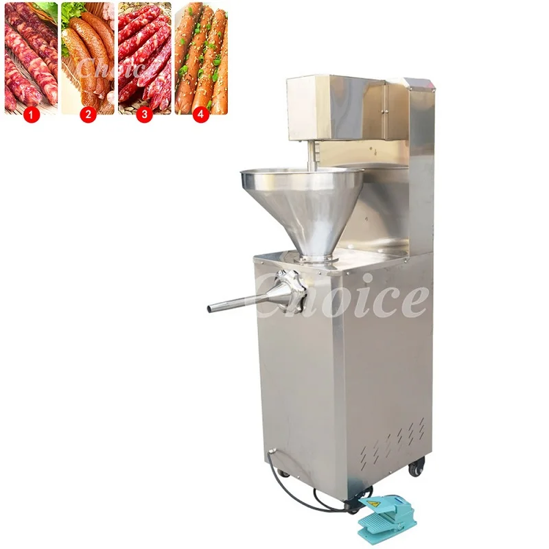 220/110v Large-Scale Automatic Red Sausage Filling Machine Continuous Ham Foot-Operated Feed Sausage Enema Maker small scale tube sealing machine manual aluminium tube sealing machine