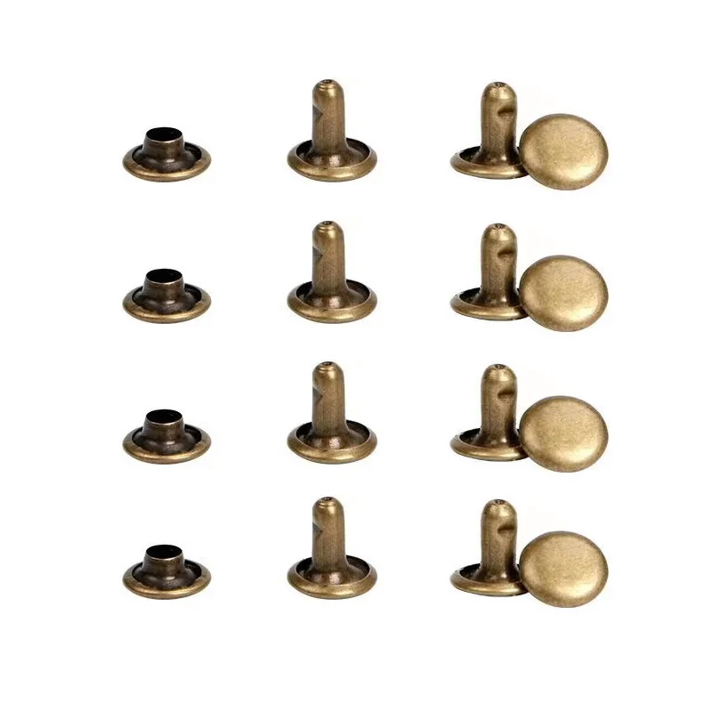 Description Picture 6 of item100Sets 5-12mm Metal Double Cap Rivets Stud Round Nail Rivet For Leathercraft Accessories Repair Shoes Bag Belt Clothing Garment