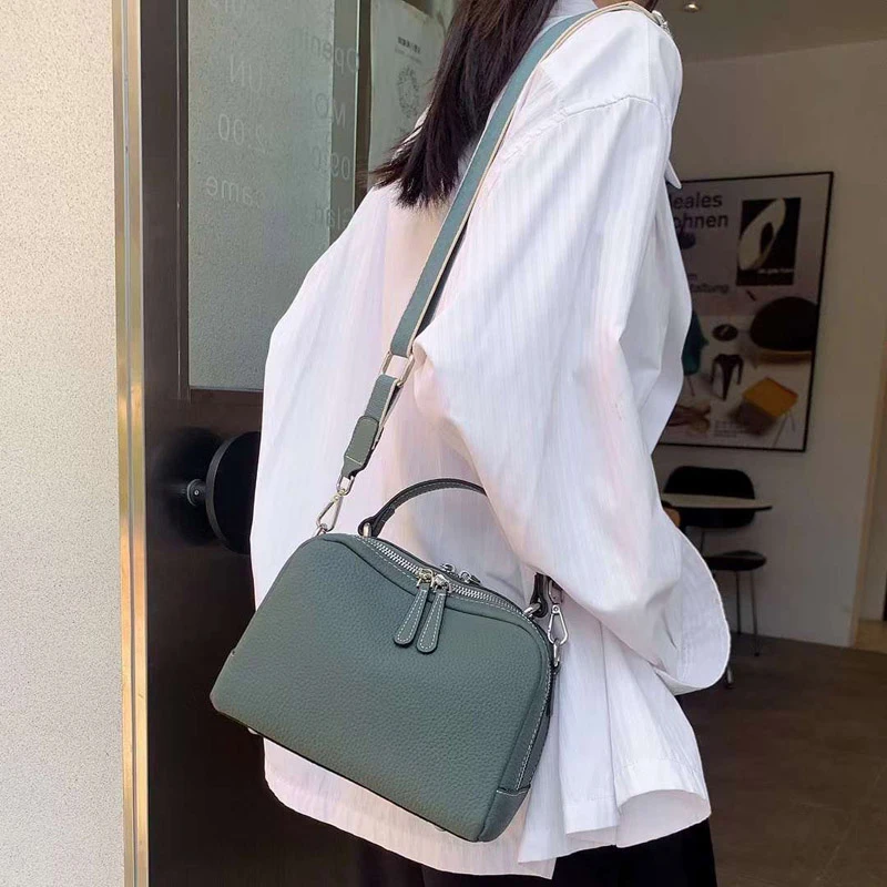 2 Compartments TOGO Leather Handbag Shell Tote Cow's Skin Fashion Shoulder Bag Women Genuine Leather Cross body Bag T115