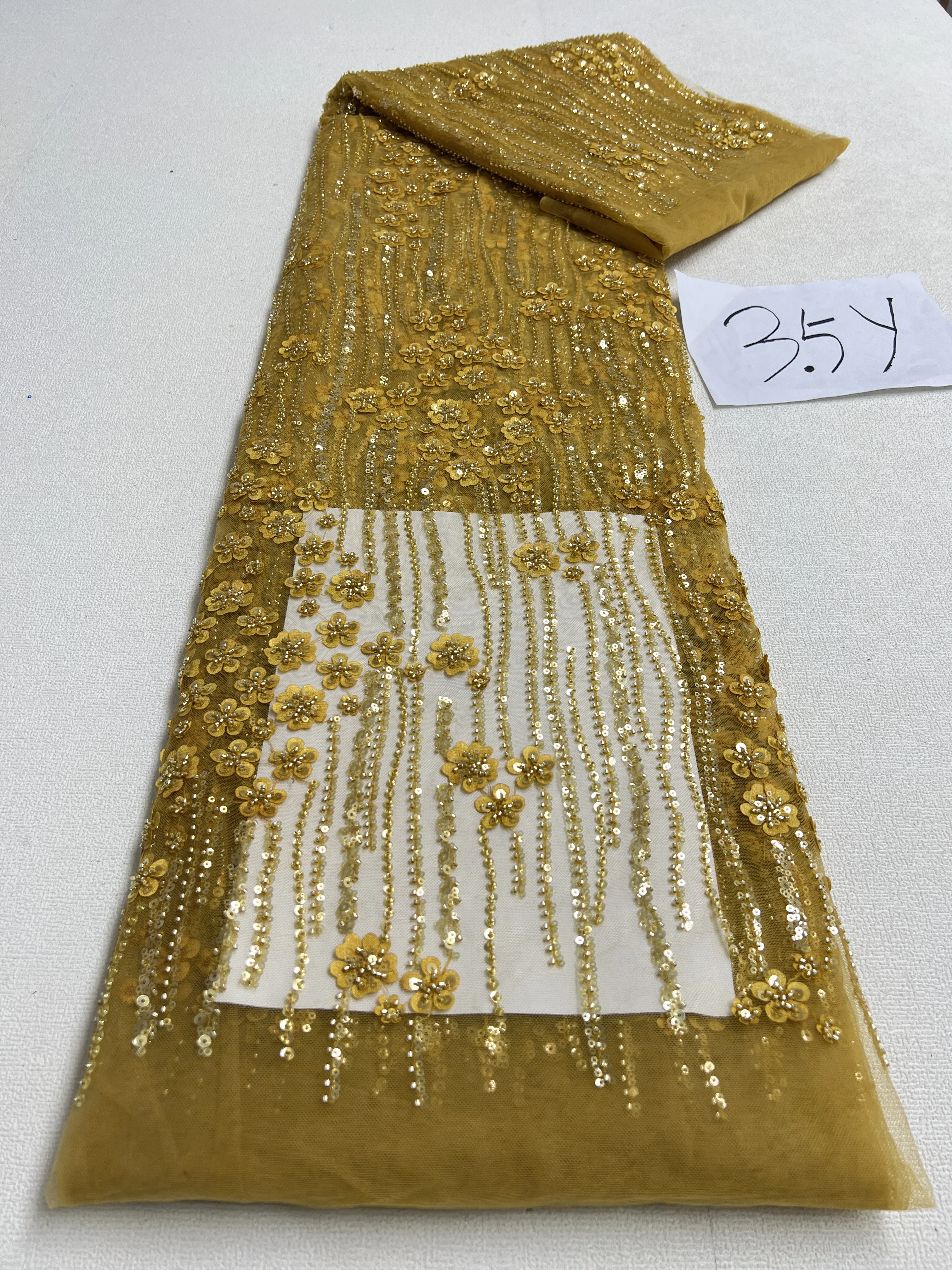 Sequins Jacquard Groom Lace Fabric 3 Yards For Wedding Dress