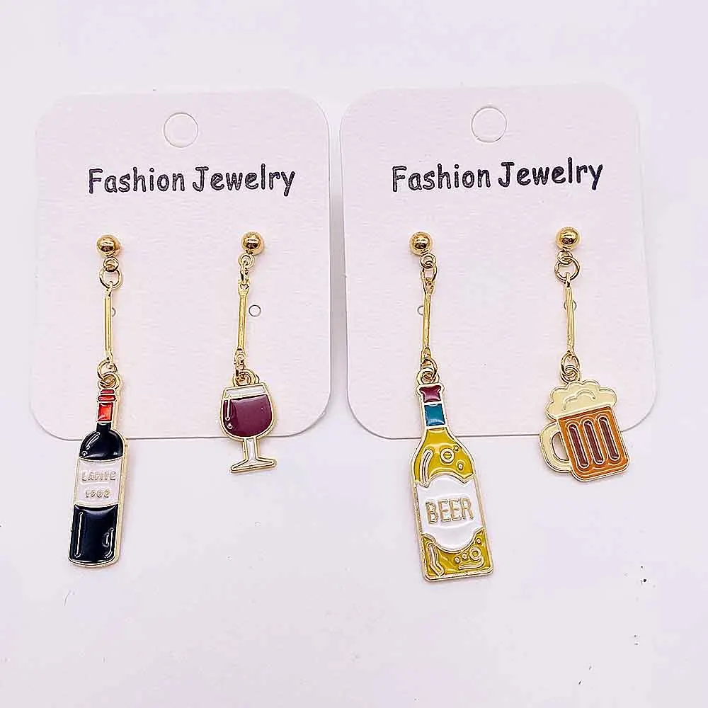 1 Pair Asymmetrical Wine Beer Earrings Mini Food Coffee French Fries Dangle Drop Earrings Jewelry Gifts for Women Girls 5