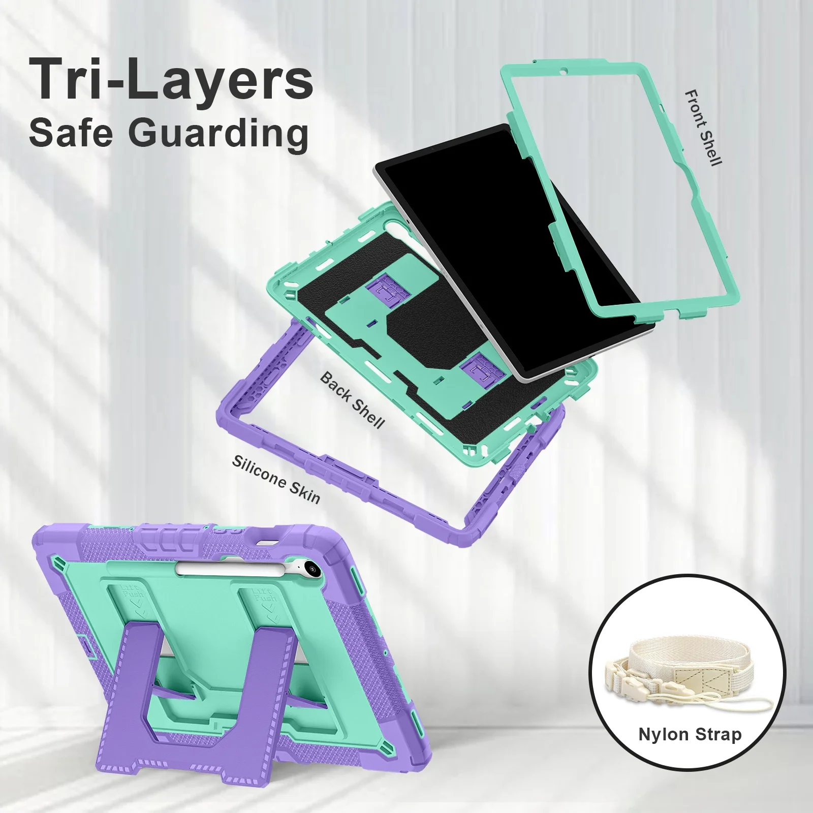 Rugged Samsung Tablet Case with Handle Stand and Pen Slot - Shockproof Design