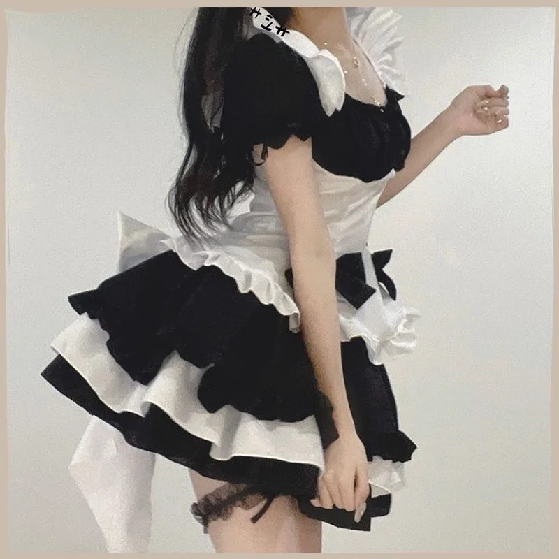 Plus Size Halloween Madi Cosplay Costumes Black White Apron Lolita Dress Party Stage Princess Maid Outfits Sexy Cosplay Lingerie