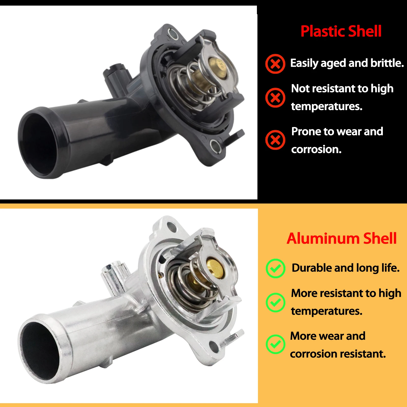 Coolant Filler Neck Assembly Radiator Coolant Tank Cap Car Radiator Cap Car Radiator Water Tank Cover Coolant Aluminum Thermostat Housing For Jeep Wrangler JK Grand Cherokee 2011- Chrysler 3.6L 5184651AG 5184655AH P0128