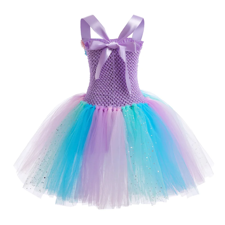 Girls Mermaid Tutu Dress Princess Birthday Party Dresses For Girls Starfish Halloween Cosplay Kids Mermaid Costumes