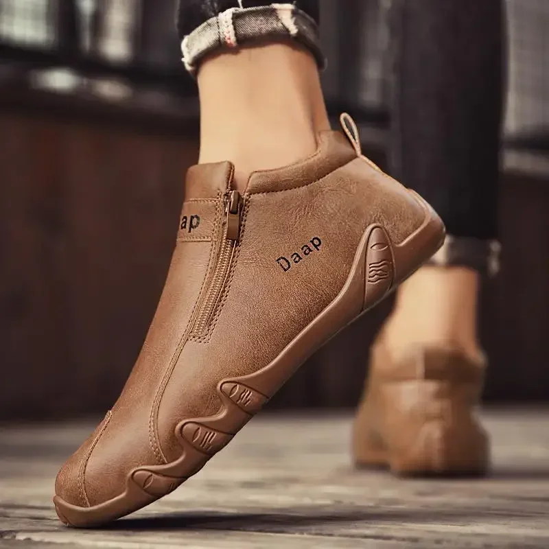2024 New Casual Shoes for Men Luxury Round Toe Men Ankle Boots