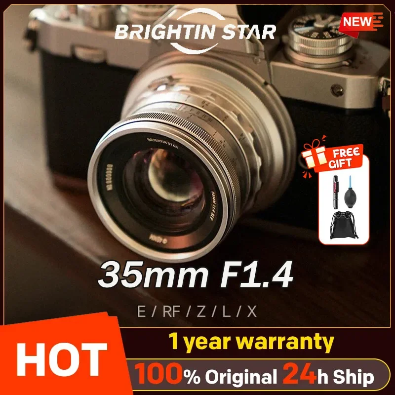 브라이트인 스타 35mm F1.4 풀프레임 수동 초점 프라임 렌즈 ( E ZVE10 A6400/니콘 Z/캐논 RF/라이카 L 미러리스 카메라용)