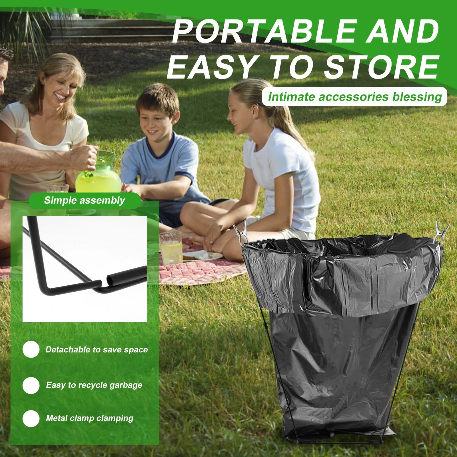 Metal Trash Bag Holder, Premium Texture, Stable Support, Easy To Carry