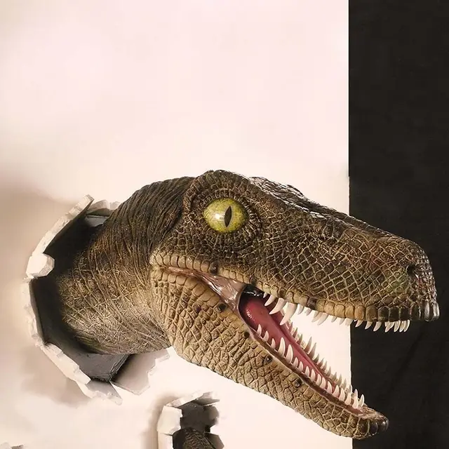 Sculpture murale de dinosaure 3D, tête de dinosaure en résine avec griffes, décoration d'intérieur 5