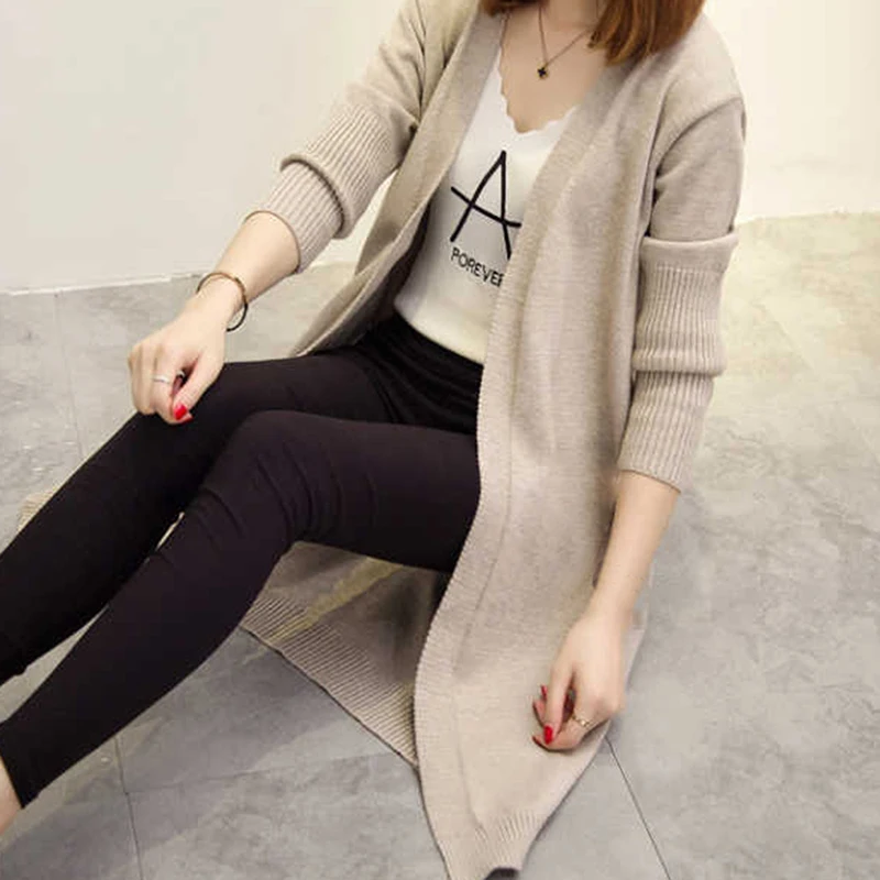 

Mid-length Cardigan Sweater Women Long-sleeved Jacket Autumn Winter 2023 Women's Solid Color Large Size Cardigan Sweaters
