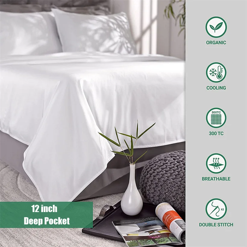 Organic Bamboo Bedding Set | Luxury Cooling Fitted & Flat Sheets