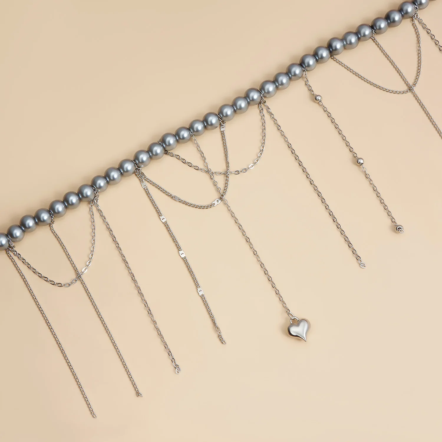 Y2k Choker Fashion Vintage Heart-Shaped Tassel Pendant Necklace for Women Collarbone Beaded Chain Wedding Party Jewelry Gift