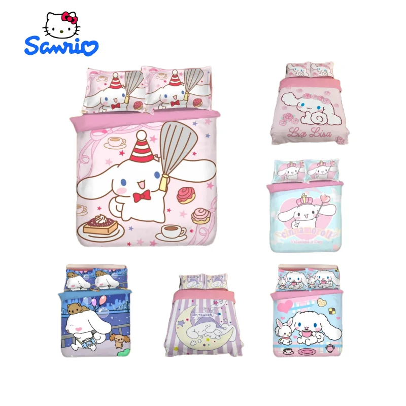 

Sanrio Anime Peripherals Kawaii Cinnamoroll Cotton Creative Four-piece Set Cute Cartoon Cotton Dormitory Single Three-piece Set