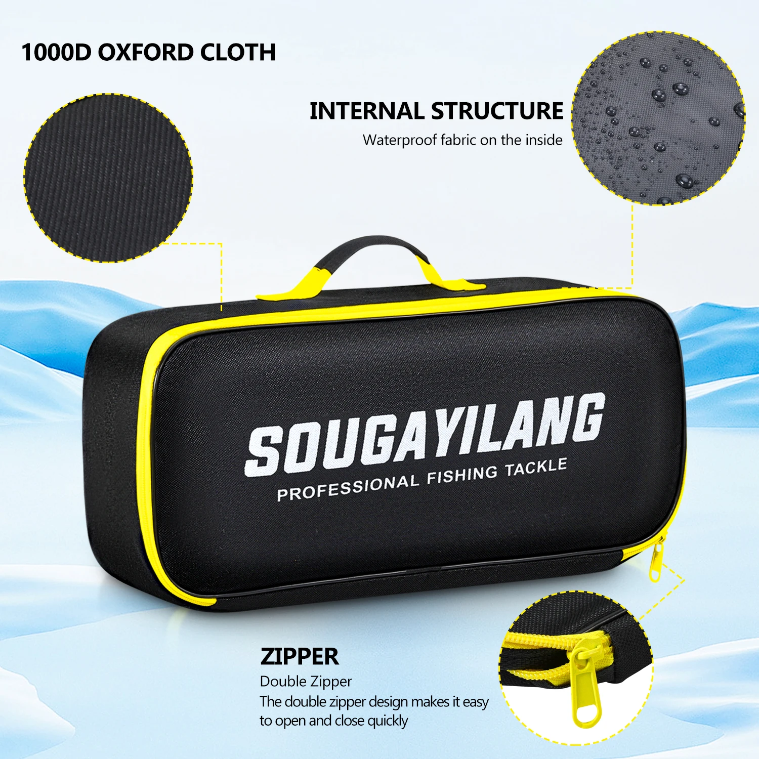 Sougayilang Professionelles Angelrutenetui, robuste Oxford-Tasche, gestreiftes Muster, multifunktionale wasserdichte Angelausrüstungstasche – Detail 4